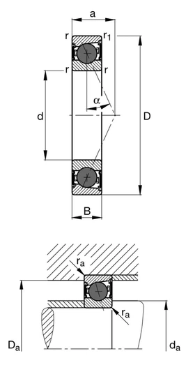 Drawing of the HCS71904-E-T-P4S-UL bearing Drawing of the HCS71904-E-T-P4S-UL bearing
